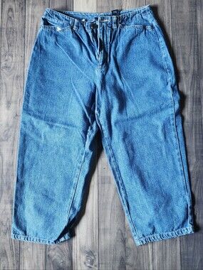 Vintage Liz Claiborne Crazy Horse Medium Blue Denim Jean Capris Size 8